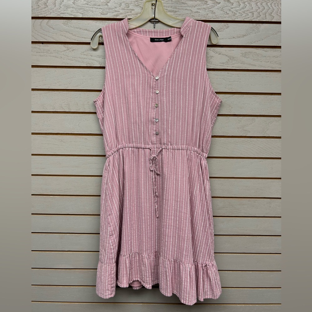 Doe & Rae Mauve Striped Midi Dress